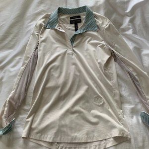 Essex White Show Shirt with Blue and Green Trim